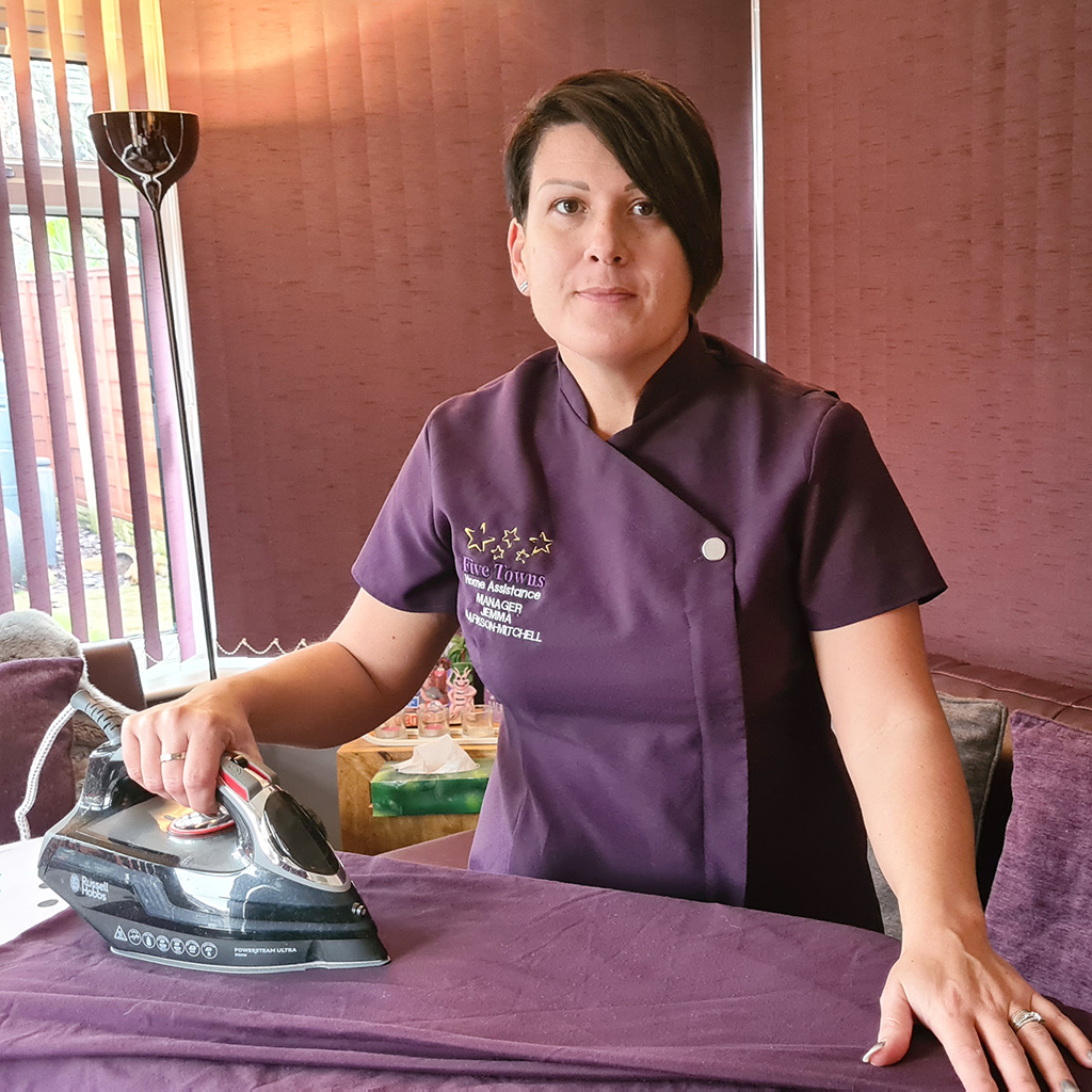 Jemma ironing bedding for one of our clients